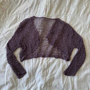 Vintage Y2K Lavender Crochet Bolero Cardigan One Size